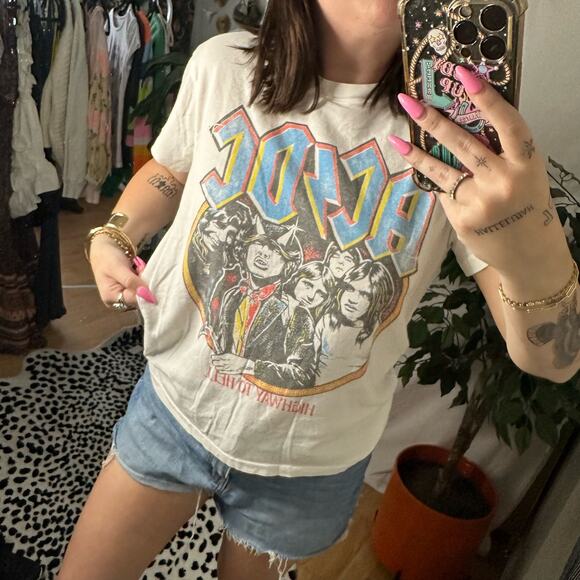 Daydreamer ACDC Graphic Print Short Sleeve Crew Neck Tee White - Picture 3 of 5